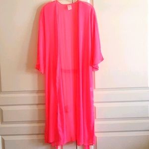 NWOT Bright Pink Sheer Bathrobe